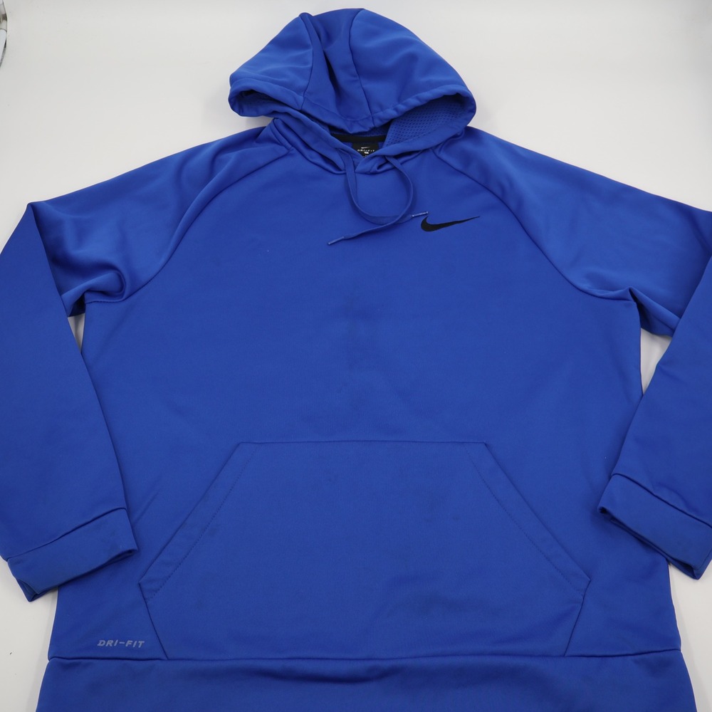 Nike Dri-FIT Pullover Hoodie Mens XL Blue Fleece Lined Training Sweatshirt